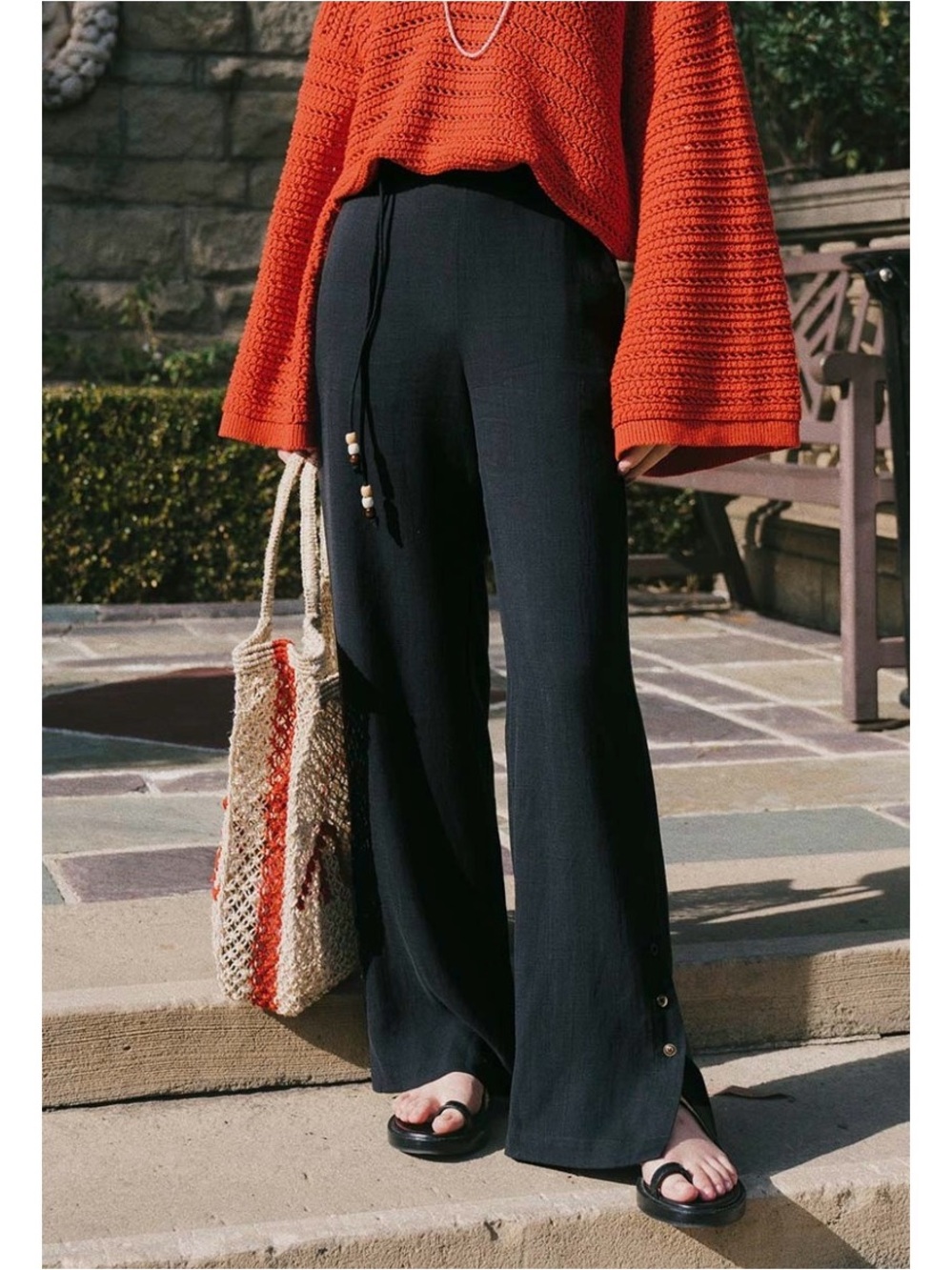 Petite Studio Black Boot-Cut Drawstring Pants